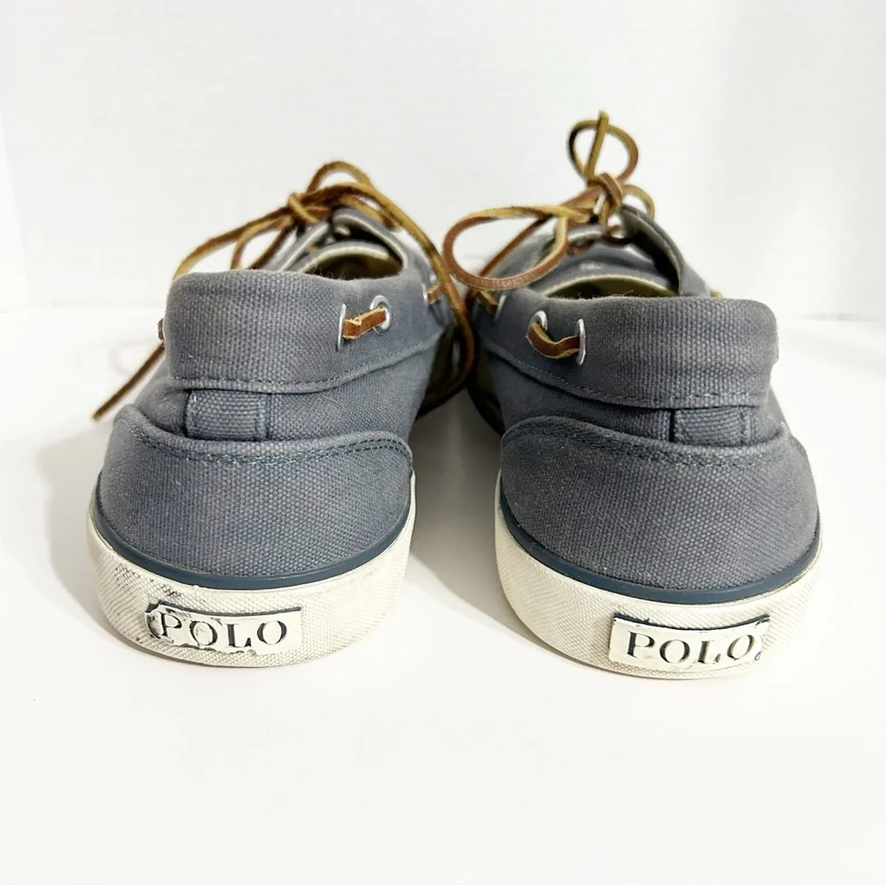Polo by Ralph Lauren Sander Canvas Lace Up Sneakers Round Toe Polo Branding 🩵🩶